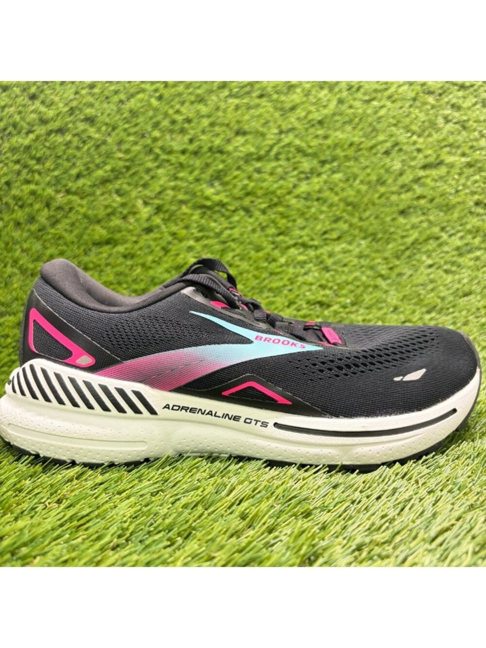 Brooks Adrenaline GTS 23 GTX Womens Size 7.5 Black Pink Running Shoes Sneakers
